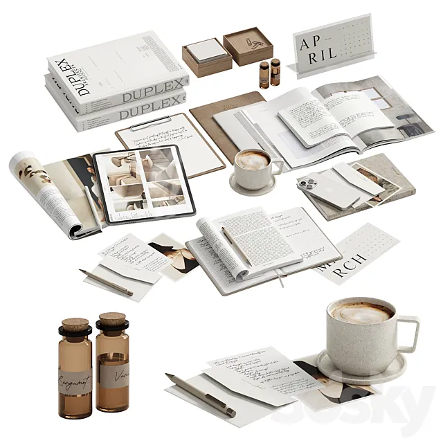 White decor for the workplace 3D Model