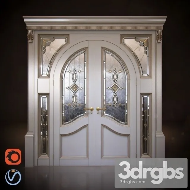 White Door With Stained Glass 2 3D Model Free