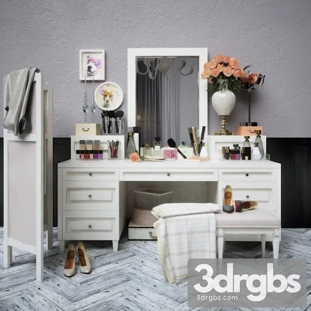 White Dressing Table 3D Model Free
