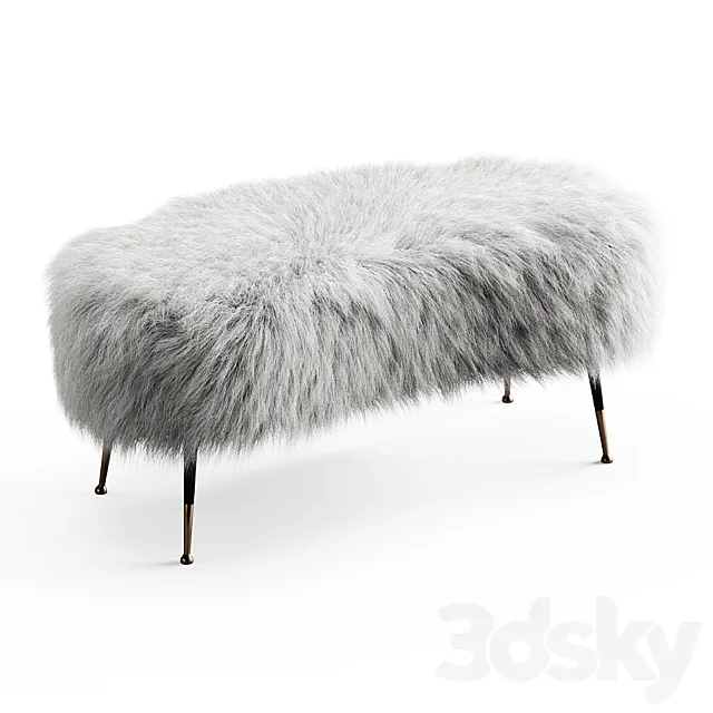 White Fauxfur Gio Ponti Stool 3DModel