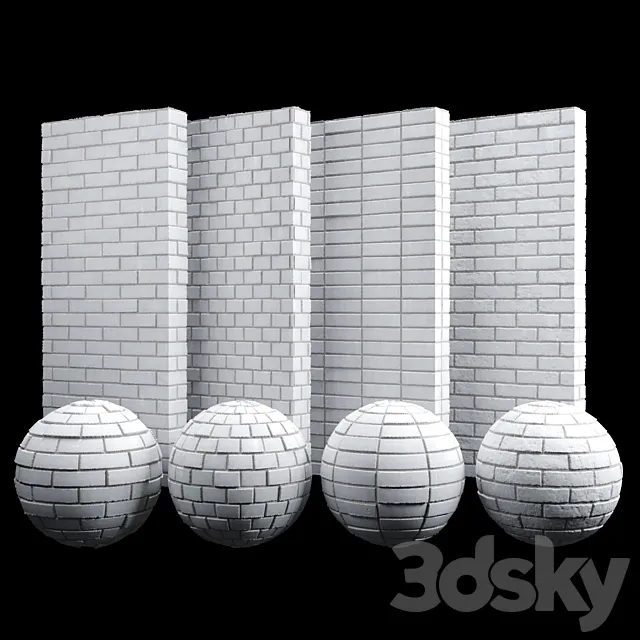 White fine brick tiles 3D Model