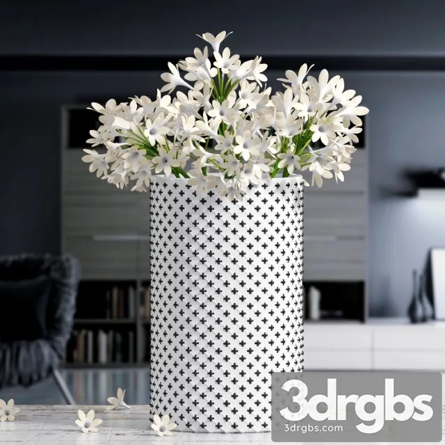 White Flower Vase 1 3D Model Free