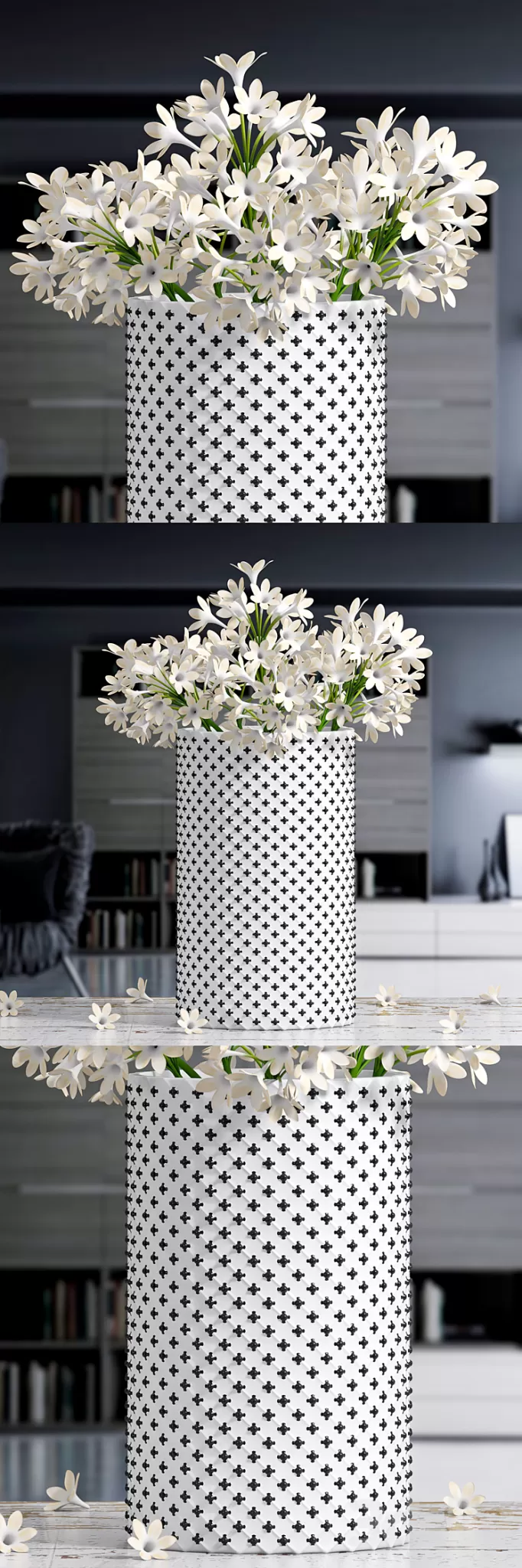 White Flower Vase 3D Model
