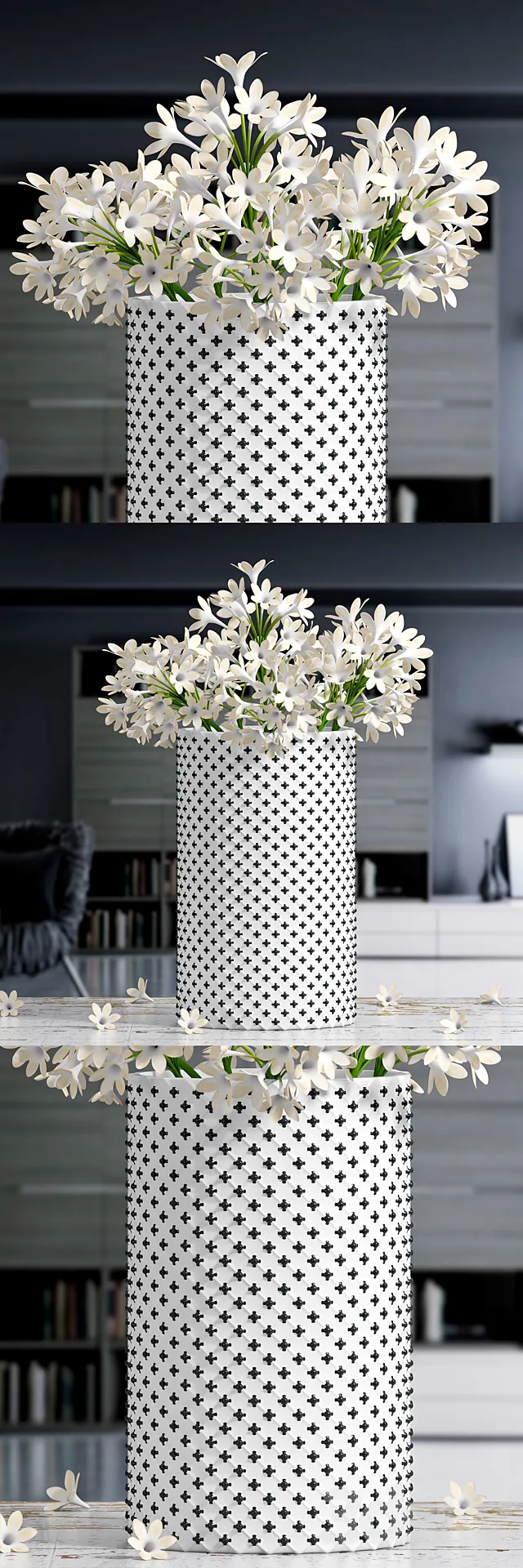 White Flower Vase 3DModel