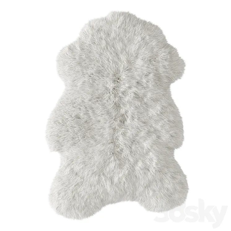 White fluffy sheepskin carpet 3D Model Free