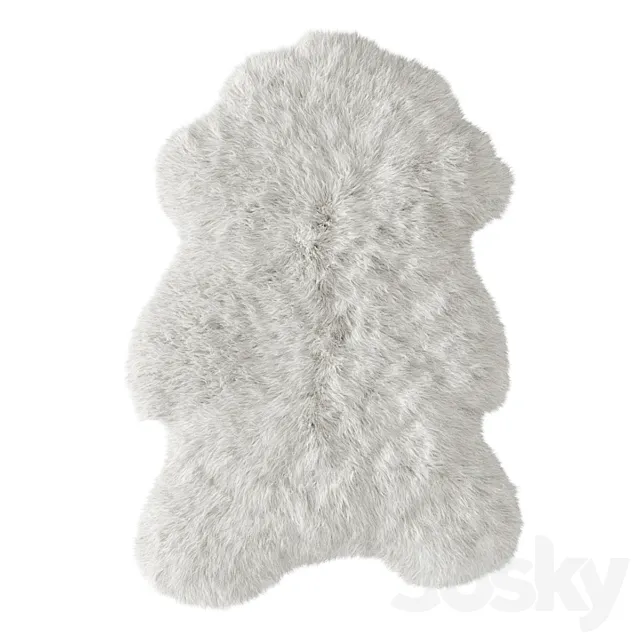 White fluffy sheepskin carpet 3DModel