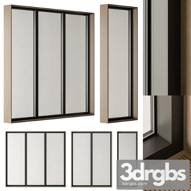 White Frame Windows Set 19 3D Model Free