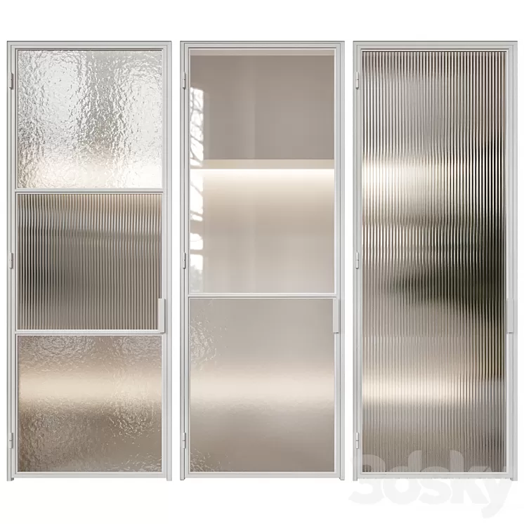 White French door 3D Model