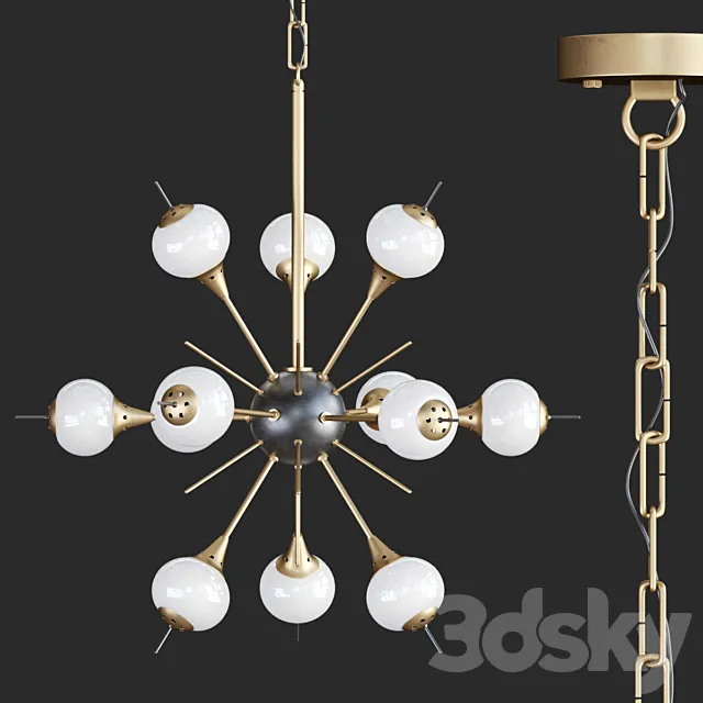 White Glass Globes Sputnik Chandelier 3D Model