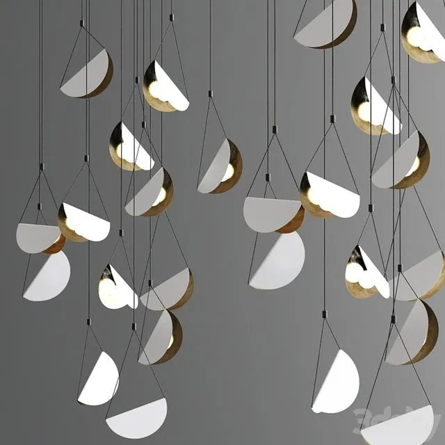 White glider pendant light chandelier 3D Model