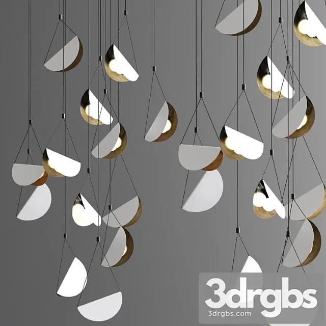White glider pendant light chandelier 3D Model Free