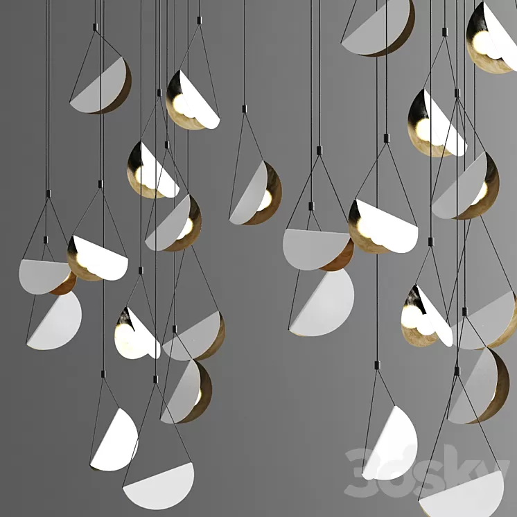 White glider pendant light chandelier 3D Model