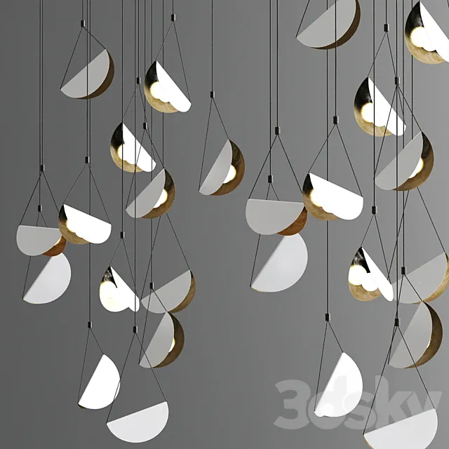 White glider pendant light chandelier 3D Model