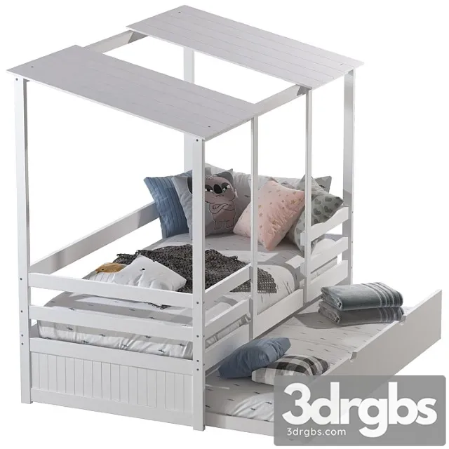 White Kids Bed 3D Model Free
