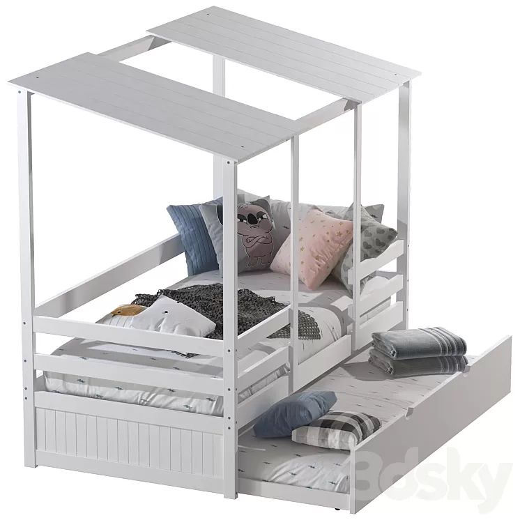White kids bed 3D Model