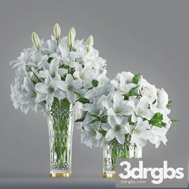 White Lily In Crystal Vase 1 3D Model Free