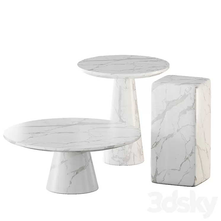 White marble tables set | Pols Potten