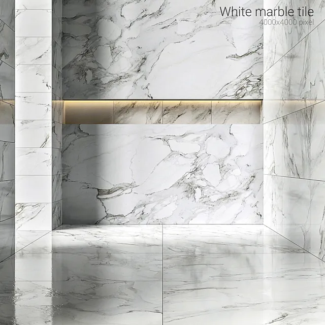 White marble tiles 3D Model