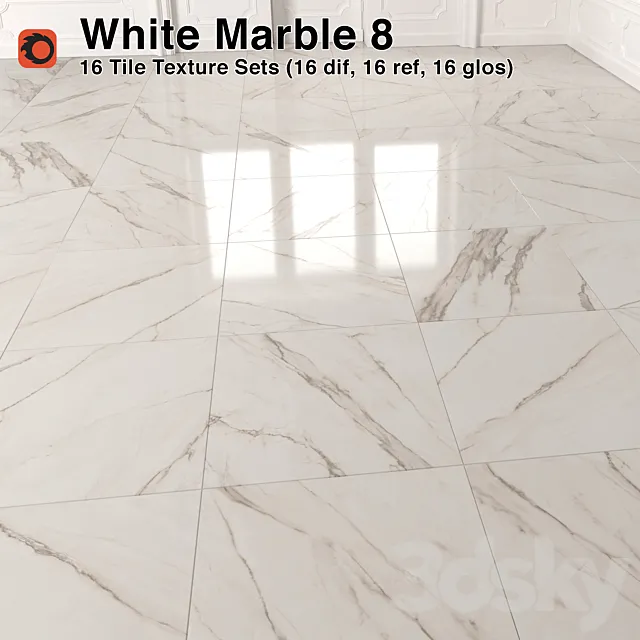White Marble Tiles - 8 3D Model