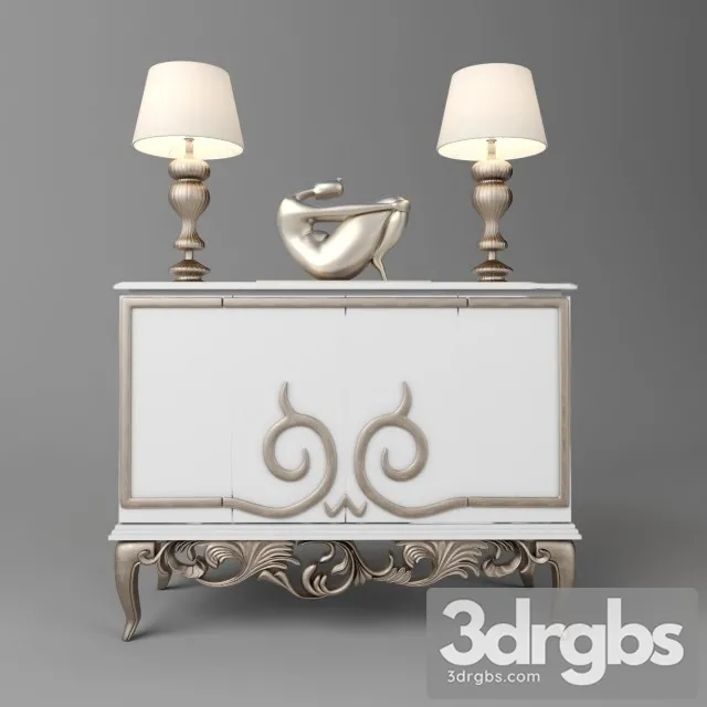 White Neoclassic Sideboard 3D Model Free