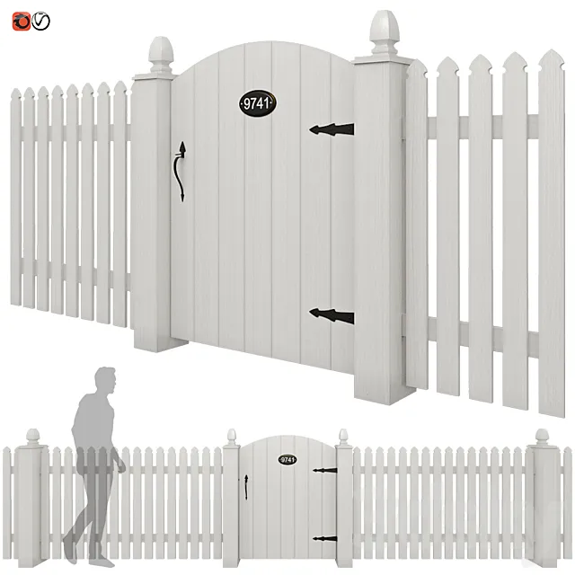 White picket fence_01 3DModel