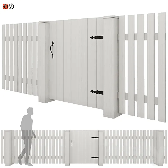 White picket fence_02 3D Model