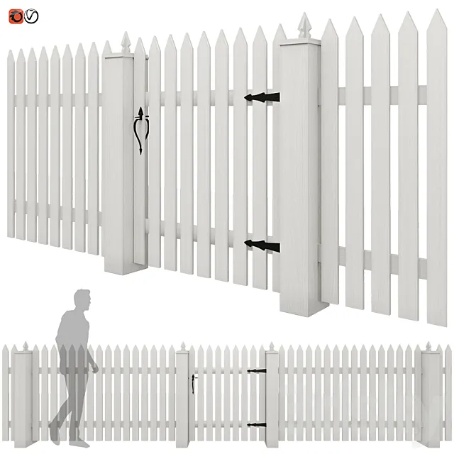 White picket fence_03 3DModel