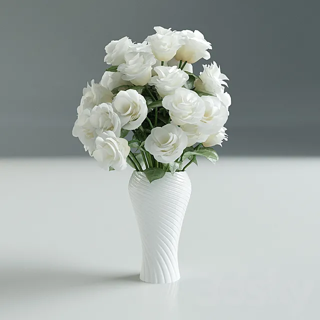 White Rose in Vase 3DModel