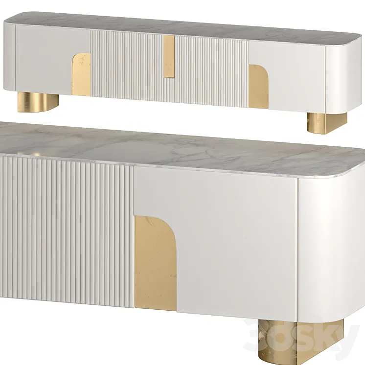 White Stone TV Stand 3D Model Free