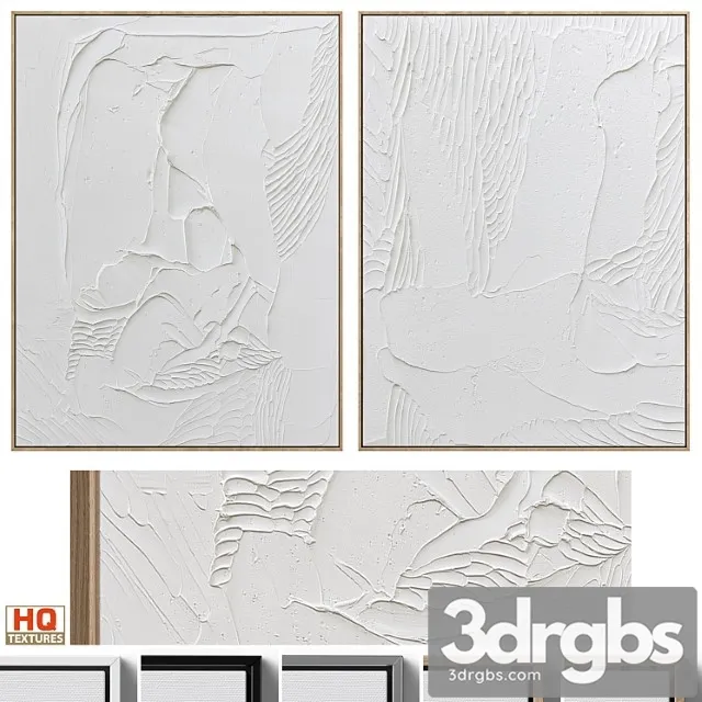 White Textural Plaster Wall Art C 438 3D Model Free