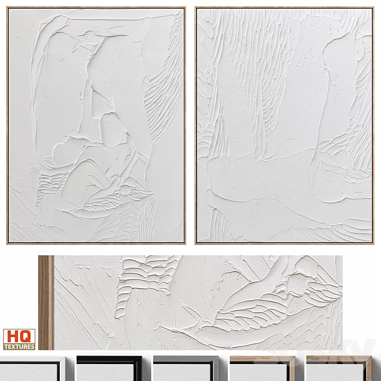 White Textural Plaster Wall Art C-438 3D Model