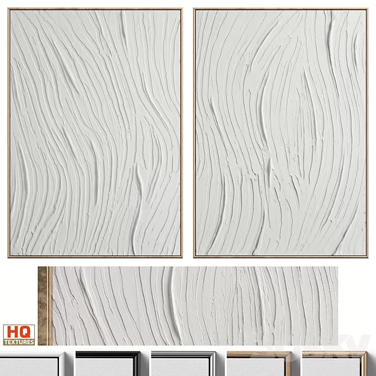 White Textural Plaster Wall Art C-455 3D Model Free