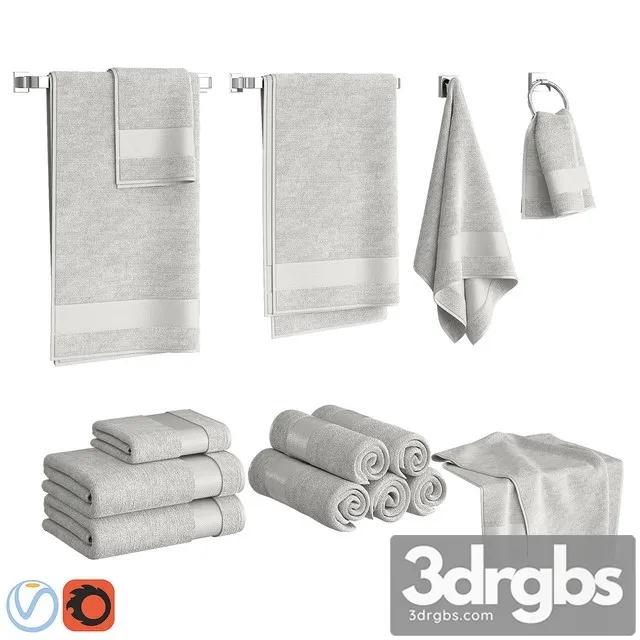 White Towels Set 3D Model Free