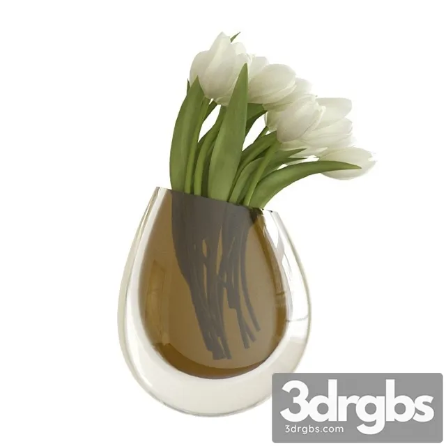 White Tulips In A Vase 1 3D Model Free