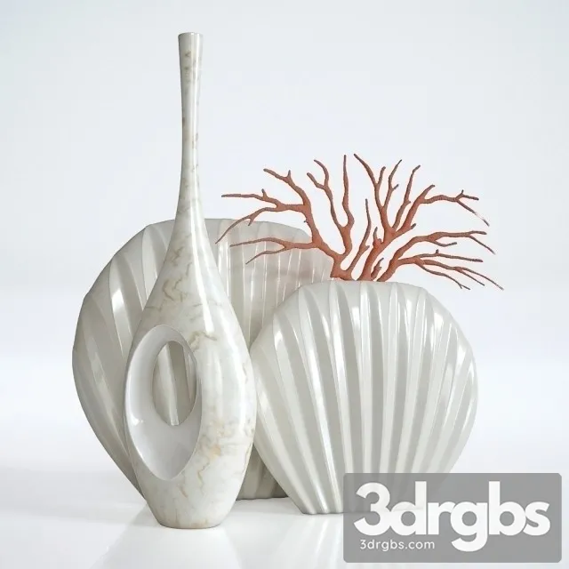 White Vases 3D Model Free