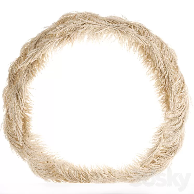 White wedding arch made of dried flowers cortaderia pampas grass reeds natural decor. 1063 3D Model