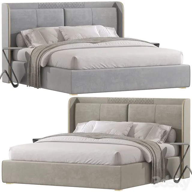 White Wingback Bed 102 3D Model