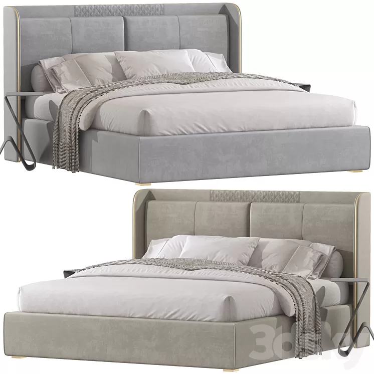 White Wingback Bed 102 3D Model Free