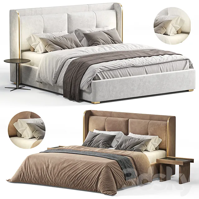 White Wingback King Bed by homary 3D Model