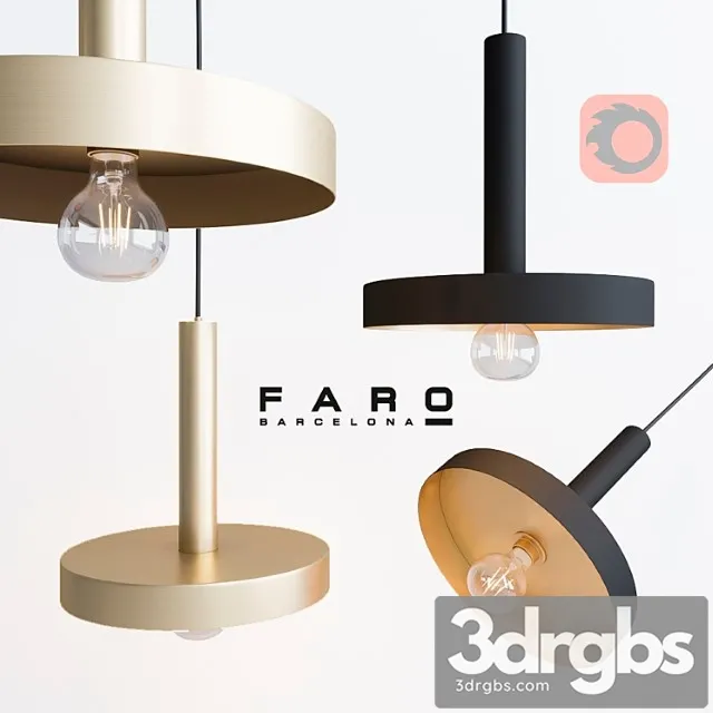 Whizz black and satin gold pendant lamp 3D Model Free