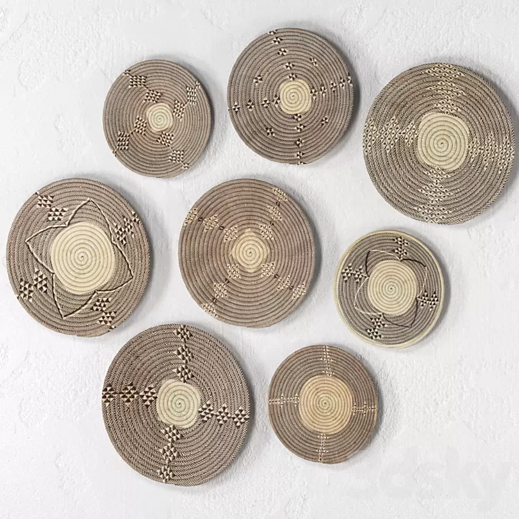 Wicker African wall baskets 3D Model