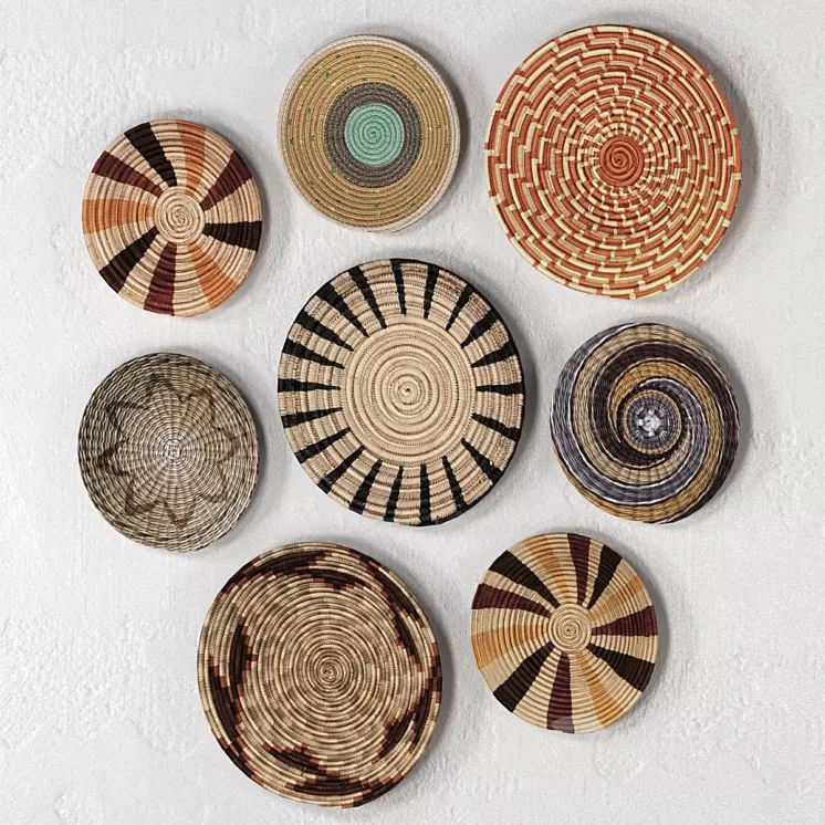 Wicker African wall baskets 3D Model