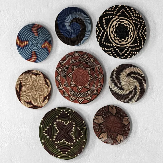 Wicker African wall baskets 3D Model