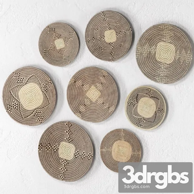 Wicker African Wall Baskets 3D Model Free