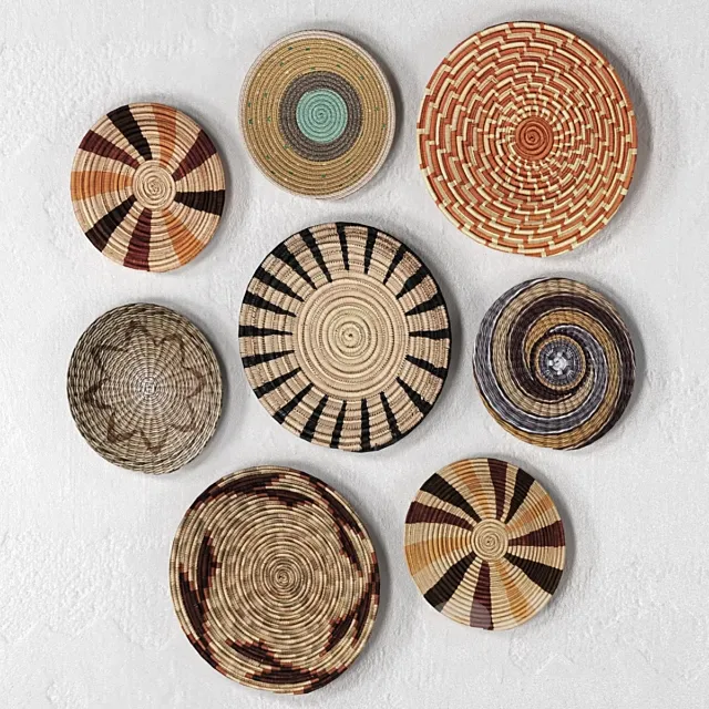 Wicker African wall baskets 3DModel