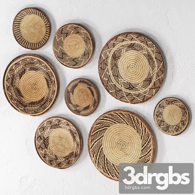 Wicker african wall baskets._1 3D Model Free