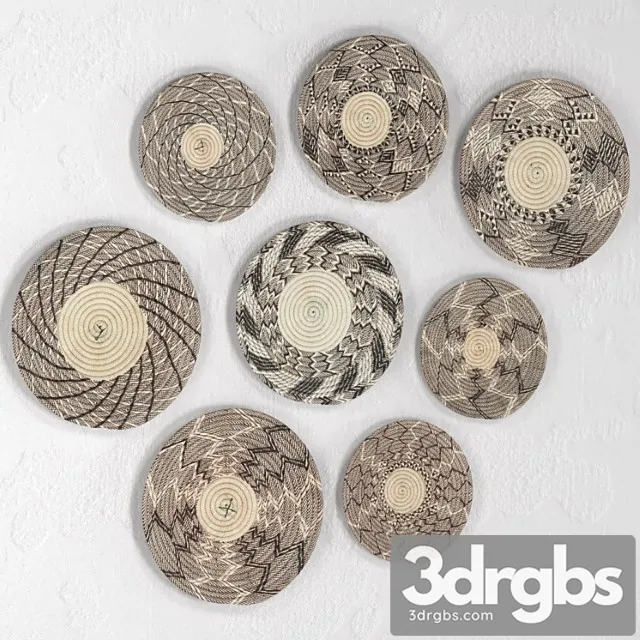 Wicker african wall baskets._2 3D Model Free