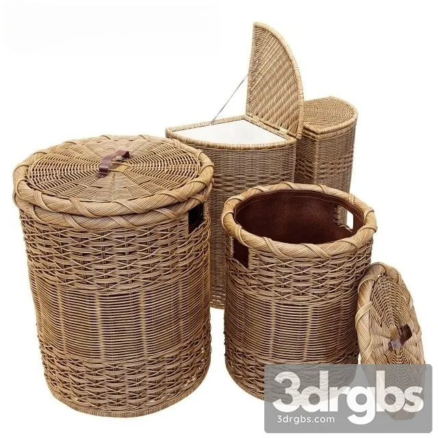 Wicker Basket Clothes 3D Model Free