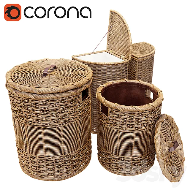 Wicker basket for clothes 3DModel