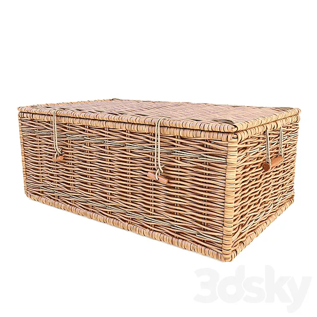 wicker basket with rope handles 3DModel